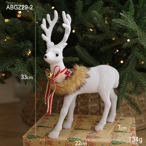 Adorno Navideño <span class=keywords><strong>de</strong></span> Reno Blanco Flocado al por Mayor con Diseño <span class=keywords><strong>de</strong></span> Lazo y Campana para Decoración <span class=keywords><strong>de</strong></span> Mesa y Ventana, Personalización Aceptable - Product Image 6