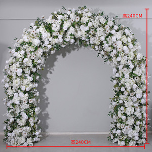 Dernière collection : Housse d'arche de mariage en U de haute qualité, blanche et verte, avec fleurs artificielles, toile de fond florale pour la décoration d'événements de mariage - Product Image 3