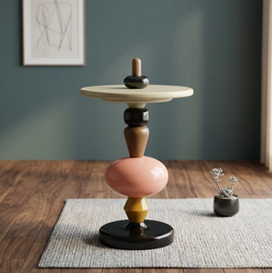 Creative Side <b>Table</b> Modern Simple Gourd Wood <b>Marble</b> Colored Glass Wood Nordic Style - Product Image 1