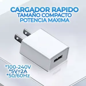 Chargeur USB portable 5V 2A à charge rapide pour téléphone portable avec protection contre les surintensités, matériau ignifuge pour PC, 1 port USB, compact - Product Image 4