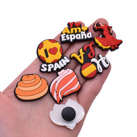 Charmes de chaussures de la série espagnole créative et passionnée HY, logo personnalisé, charme de sandales de designer, accessoires de chaussures en caoutchouc souple PVC pour enfants