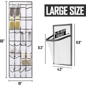 Over the Door Shoe Organizer, 24 Large Breathable Mesh <b>Pockets</b>, Hanging Storage Holder, Hanging Shoe Organizer - Product Image 5