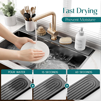 Tapis absorbant pour robinet de cuisine CC 30 pouces, protection anti-éclaboussures en terre de diatomée pour évier, plateau en pierre absorbant l'eau, design esthétique