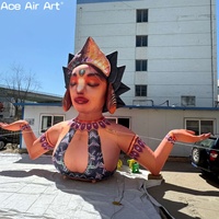 Statue de déesse gonflable géante personnalisée pour décoration de scène, promotion d'événements et présentoirs gonflables de fête de DJ de festival de musique