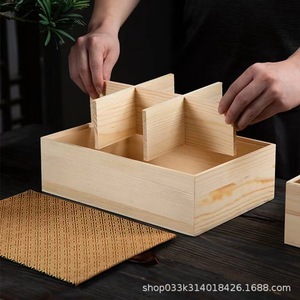 กล่องขนมไหว้พระจันทร์ไม้ไผ่ทรงสี่เหลี่ยมผืนผ้า 20.5x20.5x6.5 ซม. บรรจุภัณฑ์ของขวัญพร้อมช่องสำหรับเทศกาลไหว้พระจันทร์ - Product Image 3
