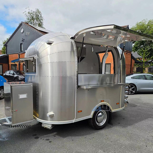 Food Truck Retrò Arrotondato in Acciaio Inossidabile, Carrello Mobile per Bevande, Chiosco Compatto per Street Food - Product Image 5