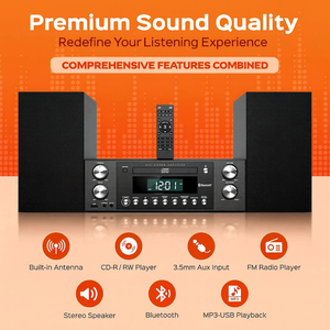 Con radio FM Bluetooth, reproductor de CD, sistema estéreo, altavoz potente de 50w con control de graves/agudos - Product Image 3
