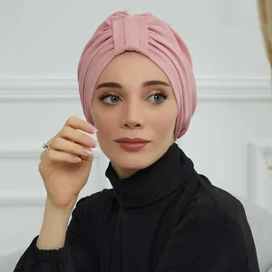 Islamico Dubai arabo musulmano da donna Instant annodato a grinze bandana Hijab cappello con cuffia