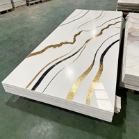 Panneau mural en PVC imitation marbre brillant UV de style moderne 1,22 x 2,44 m pour décoration intérieure