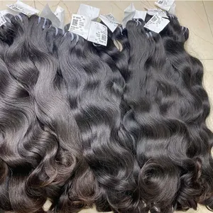 Rauw Menselijk Haar Bundelt Verkoper Een Donor Cuticula Uitgelijnd Menselijk Haar Dubbel Getrokken Body Wave Hair Bundels