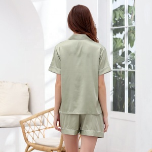 Conjunto de Pijama de Satén al por Mayor, Estilo Chino, Imitación de <span class=keywords><strong>Seda</strong></span>, <span class=keywords><strong>Pijamas</strong></span> de Talla Grande para Mujer, Ropa de Dormir Infantil de Satén - Product Image 4