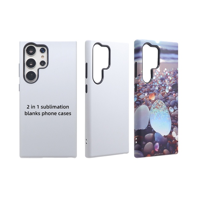 2 in 1 Large Cutout Matte TPU PC Heat Press Transfer Frost Skin Feel Mobile Cover Big Hole 3D Sublimation Blank Cell Phone Cases