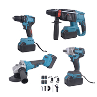 Ensemble d'outils électriques sans fil professionnels, ensemble d'outils électriques multi-batteries au lithium pour marteau perforateur, clé à chocs, meuleuse d'angle