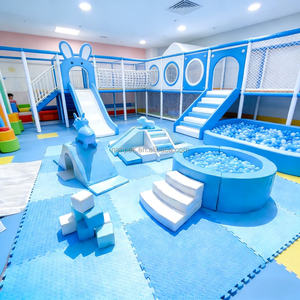 カスタマイズ可能な青と白の幼児用ソフトプレイ構造セット、屋内外遊具、ボールプール、滑り台、トンネル（子供用） - Product Image 1