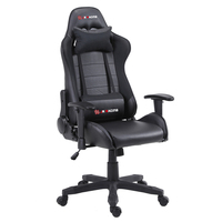 Chaise de jeu JR RACING en cuir PU avec dossier inclinable, fonction pivotante, hauteur réglable et base en fer à cinq branches