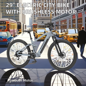 Vélo de ville électrique avec cadre en alliage d'aluminium de 29 pouces, <span class=keywords><strong>moteur</strong></span> numérique sans balais de 48V, 500W, vélo hydraulique à batterie au lithium de 8 vitesses de 15Ah - Product Image 4