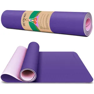 Двухцветный складной коврик для йоги из ТПЭ с логотипом заказчика
