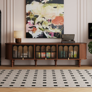 Mueble de TV de Madera Maciza Estilo Retro Francés 2025, Nuevo Estilo Americano Vintage, Mueble de Almacenamiento para Sala de Estar - Product Image 5