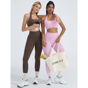 Conjunto Deportivo de 2 Piezas para Mujer, Sujetador Deportivo Halter, Leggings de Cintura Alta, Traje de Yoga sin Costuras para Gimnasio, Diseño con Efecto Push-Up - Product Image 2