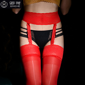 <span class=keywords><strong>Collants</strong></span> sexy en dentelle brillante <span class=keywords><strong>taille</strong></span> plus, sans entrejambe, avec jarretelles pour femmes - Product Image 3