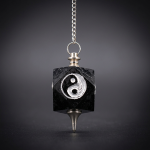 Péndulo de Ágata Negra Yin Yang Tallado y Grabado, Cristal de Sanación Reiki, Piedra Preciosa Feng Shui a Bajo Precio - Product Image 4