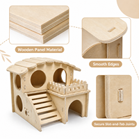 Rumah Hamster Kayu 2 Tingkat, Tempat Persembunyian Hewan Kecil dari Kayu dengan Tangga, Mudah Dirakit, Kokoh untuk Hamster, Gerbil, dan Hewan Kecil Lainnya