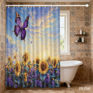 <span class=keywords><strong>Rideau</strong></span> de douche imperméable pour salle de bain, séparateur de <span class=keywords><strong>baignoire</strong></span>, lavable en machine, <span class=keywords><strong>design</strong></span> moderne, impression numérique - Product Image 2