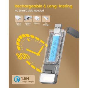 Extendable Book <b>Light</b> 10Mm Adjustable USB <b>Rechargeable</b> LED Reading Lamp With Timer And Sleep Mode For <b>Night</b> Use - Product Image 6