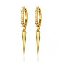 Pendientes de Aro de Plata de Ley 925 con Diseño de Luna, Estrella y Corazón, Chapados en Oro de 18K, para Mujer