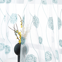 Rideaux Transparents Modernes Brodés en Tulle Blanc Voile Floral avec Œillets pour Chambre à Coucher, Salon et Fenêtre