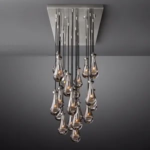 De luxe En Verre Lustres Raindrop Linéaire Cristal Lustre pour Chambre Décoration Lampe
