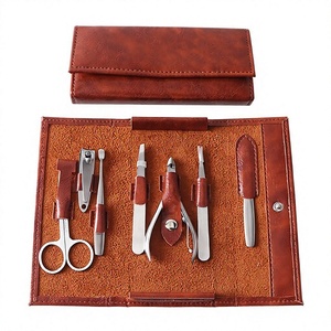 Ensemble de manucure et pédicure en cuir avec logo personnalisé, kit de coupe-ongles en acier inoxydable, outils de toilettage portables pour les voyages - Product Image 2