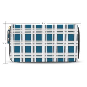 Blue Palaka Coin Purse Hawaiian Plaid Leather <b>Wallet</b> Hawaiian Card Holder Coin Purse Zipped <b>Wallet</b> with Credit Card Slots - Product Image 2