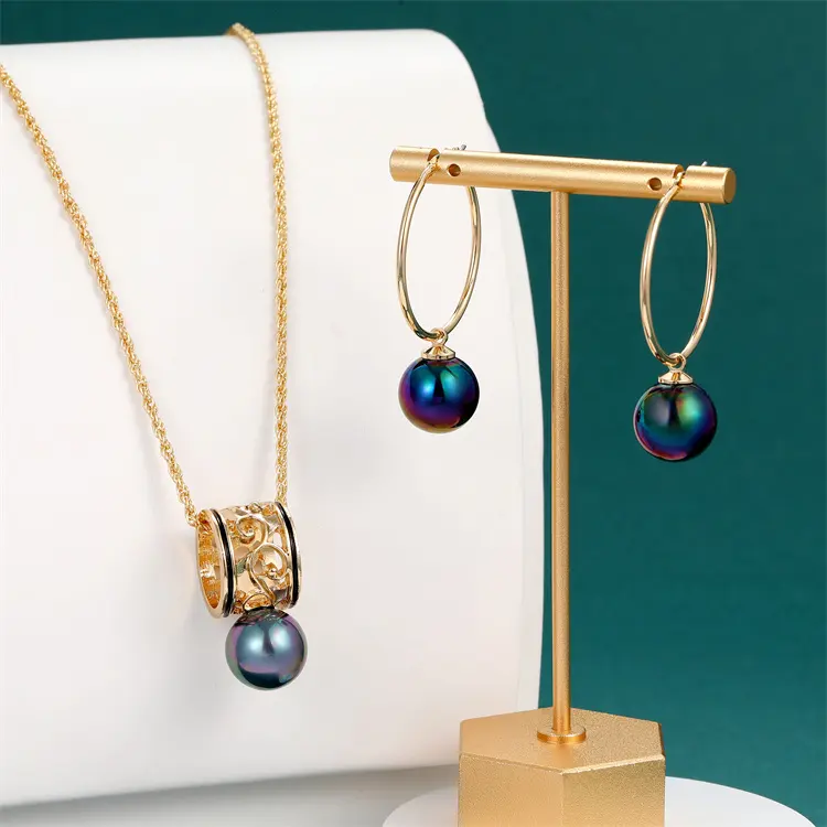 Hawaiian 18K Gold Samoa Pearl jewelry hot selling women's jewelry Pearl pendant necklace earring set