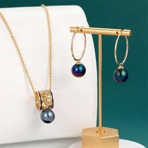 夏威夷18k金萨摩亚珍珠饰品热卖女式饰品珍珠吊坠项链耳环套装
