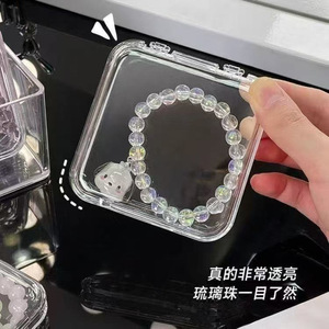 Transparent Jewelry Storage Box Stackable With Lid For Bracelets Necklaces Desktop Organizer Display Case Solid Color 1pc - Product Image 2