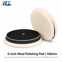 Disque de polissage en feutre de laine naturelle blanc cassé de 5 pouces (140 mm de diamètre) pour vente en gros, personnalisable OEM, pour polissage automobile, avec support en velours, grain 100