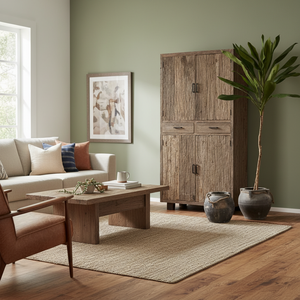 Meuble de rangement fermé robuste en bois massif, style rustique traditionnel, pour bar à domicile, salle de sport, salon, villa, hôpital, entrée - Product Image 3
