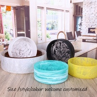 Set Peralatan Sajian Salad 2-Piece Berkualitas Tinggi Biru Matt Resin Mengkilap Gagang Panjang Desain Modern Garpu Sendok Makan Untuk Pesta-Dapur
