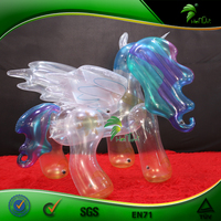 Jouet gonflable hongyi d'animal de cheval de dessin animé gonflable de costume de poney d'arc-en-ciel de PVC clair personnalisé