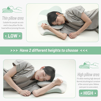 Housse de coussin brodée personnalisée pour dormir, oreiller orthopédique confortable en forme de papillon, oreiller cervical en mousse à mémoire de forme avec accoudoirs