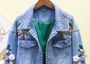 Tùy Chỉnh Thiết Kế Thời Trang 2-12 Năm Sequin Các Bản Vá Lỗi Thêu Denim Jacket Quần Áo Hoa Trẻ Em Denim Áo Khoác Sản Xuất Tại Trung Quốc - Product Image 3