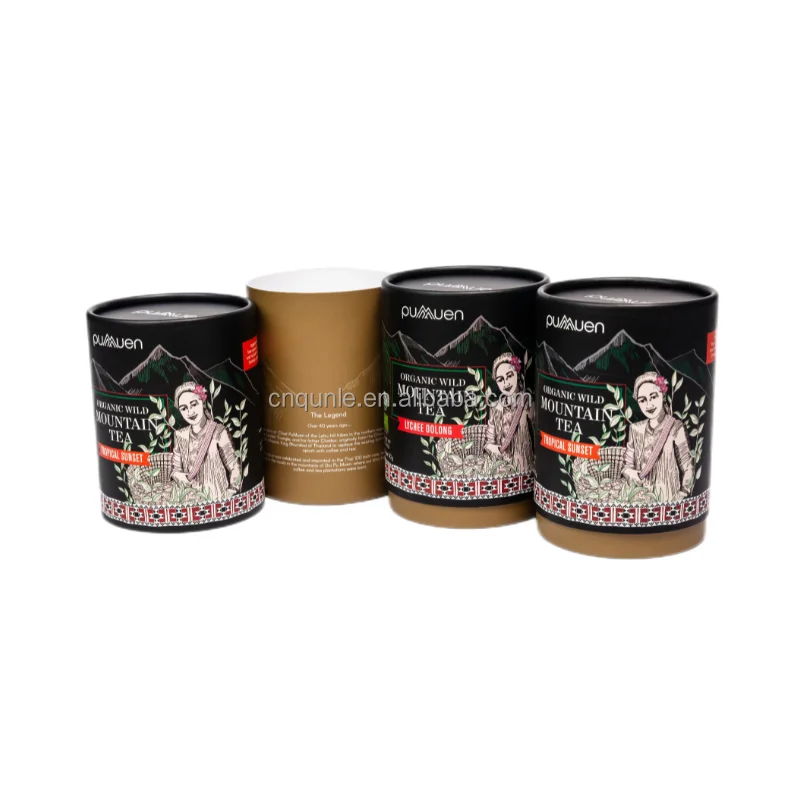wholesale cylinder paper tube loose tea packaging tea tin packaging