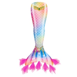Costume da Sirena per Bambine, Coda di Sirena, Costume da Principessa Sirena con Design Luccicante, Outfit per Feste in Spiaggia, Regalo di Compleanno - Product Image 4