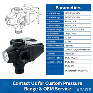 Pressostats mécaniques triphasés haute précision <span class=keywords><strong>pour</strong></span> pompes à eau 380V 10A 10 bars avec contrôle de surveillance - Product Image 1