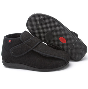 Chaussures d'hiver chaudes pour hommes diabétiques, haute qualité, antidérapantes, bout rond souple, ajustables, larges, avec semelle intérieure à mémoire de forme - Product Image 1