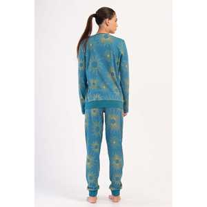 Ensemble de pyjama d'été KADIN en spandex à col rond et manches longues avec taille élastique, logo personnalisable pour les familles, taille XL - Product Image 1