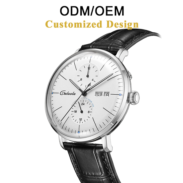 OEM/ODM Caluola Multifunctional Automatic Mechanical Watch Men's Synthetic Sapphire Glass Stainless Steel Case Water Resistant