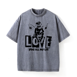 T-Shirt Oversize da Uomo con Grafica 'Love You All <span class=keywords><strong>My</strong></span> Life' Stile Retrò Streetwear, Manica Corta, 100% Cotone Lavorato a Maglia Ecologico - Product Image 4