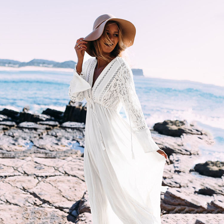 white kaftan beach